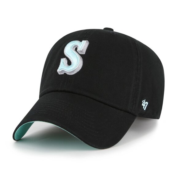 47 Brand Black Mint Double Under Clean Up Seattle Mariners Hat - Picture 3 of 3